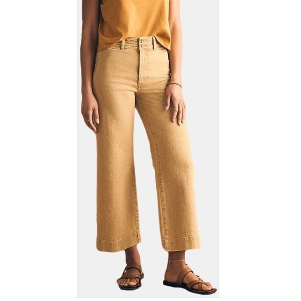Faherty Harbor Crop Wide Leg Jeans- Sand- Size 30